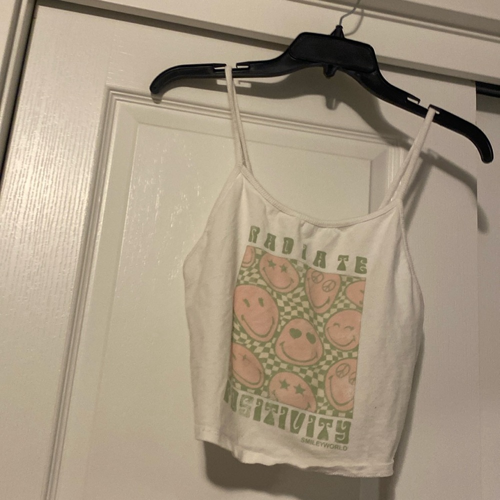 Cute smiley, face preppy crop top